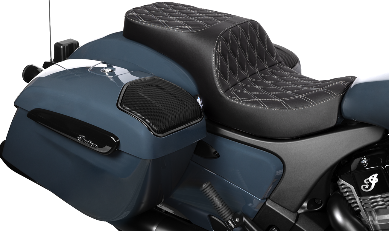 Drag Specialties Seats Freedom Seat - Vinyl - Double Diamond Silver Stitch - Challenger '20-'25/Chieftain '25