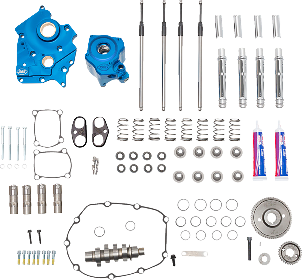 S&amp;S Cycle Cam Chest Kit - Water Cooled - Gear Drive - 540 Cam - Chrome Pushrod Tubes - M8