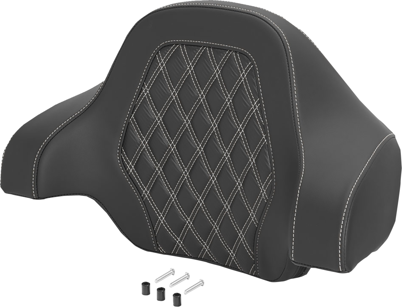 Saddlemen Deluxe Tour Pack Sissy Bar Pad - Black / White / Carbon Fiber / Lattice Stitched / White Stitching