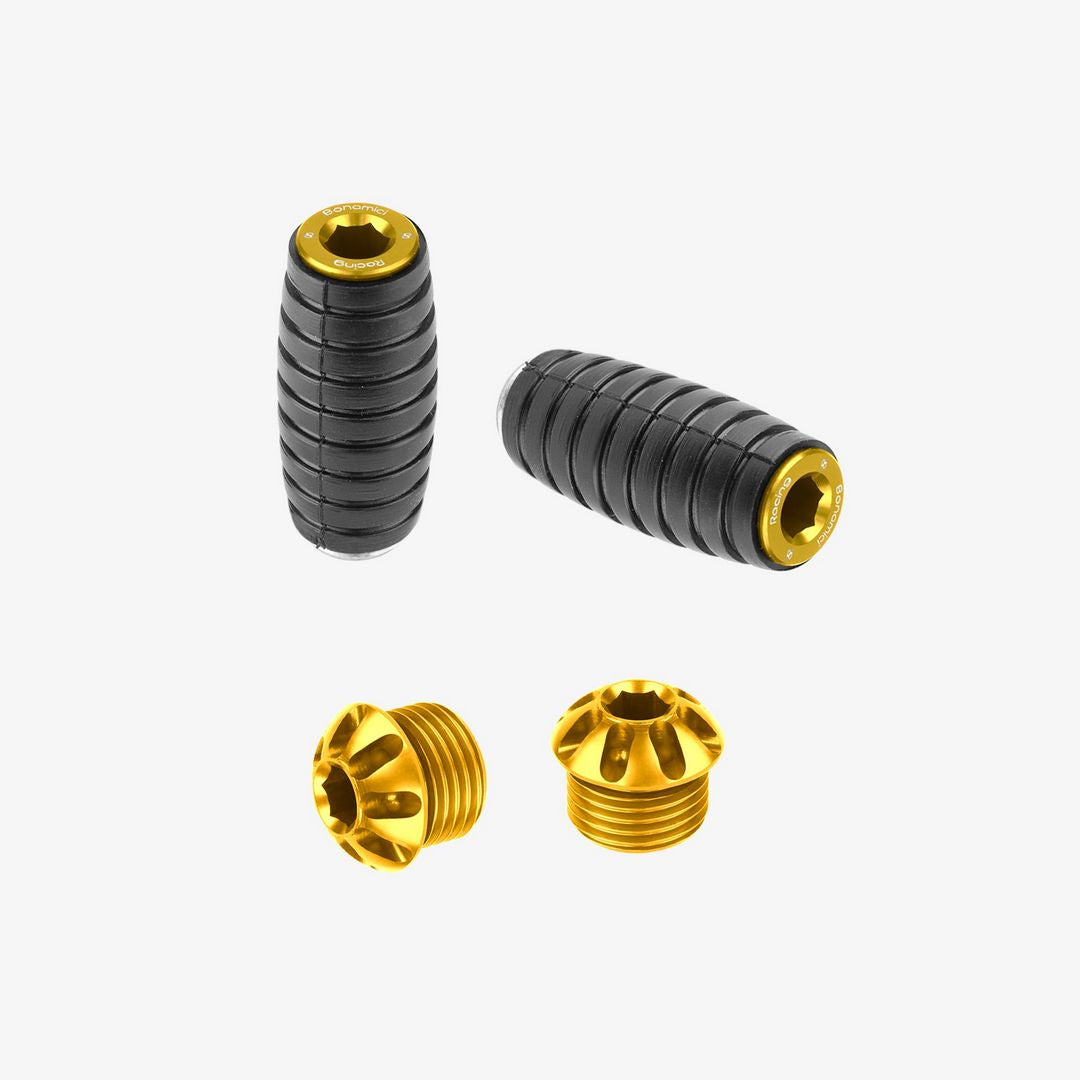 Bonamici Racing Pair Of Caps And Toe Pegs - Gold