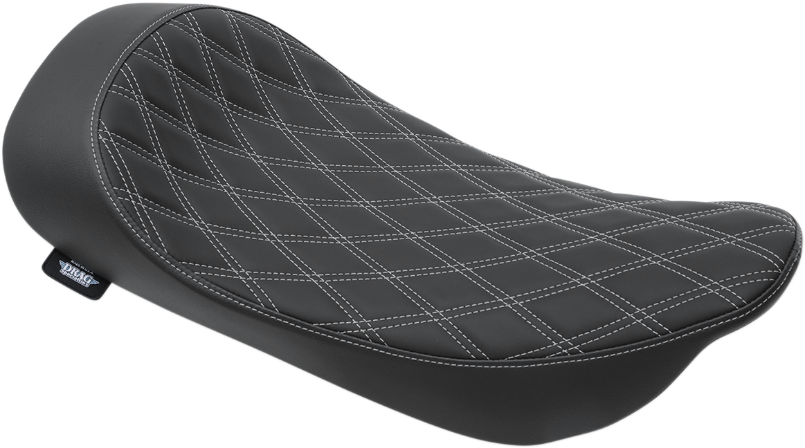 Drag Specialties Seats Low Solo Seat - Double Diamond - Silver Stitch - FLHR/FLHX '99-'07