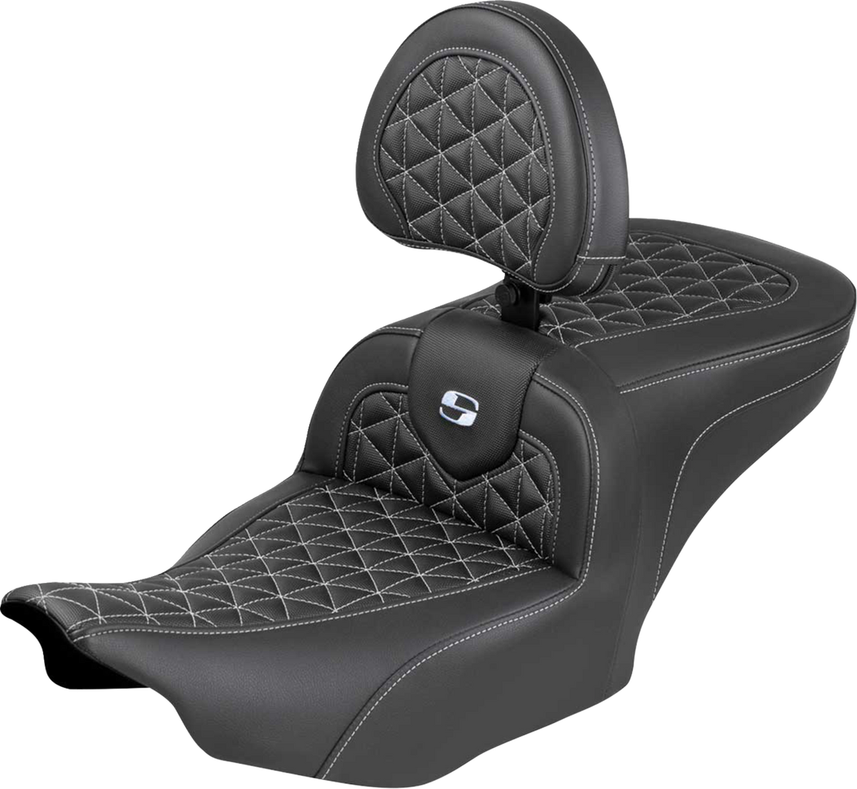 Saddlemen Roadsofa™ Seat - With Backrest - Silver Stitch - FLH/FLT '23-'25