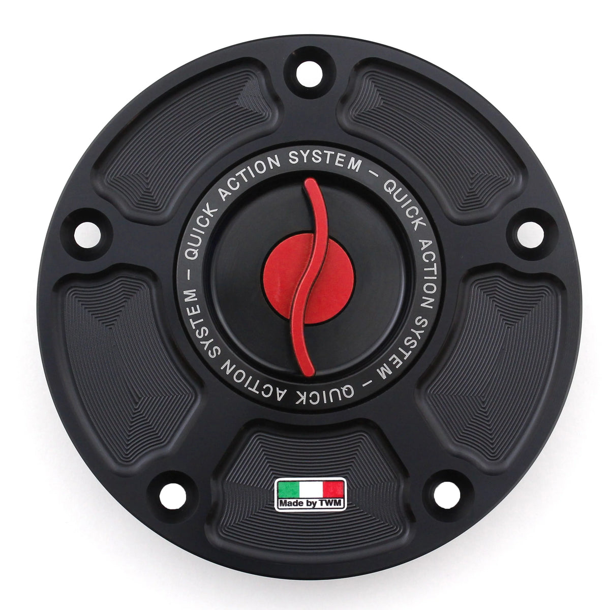 TWM CNC Aluminum Gas Cap / Fuel Cap with Red Center Cap for Kawasaki Motorcycles