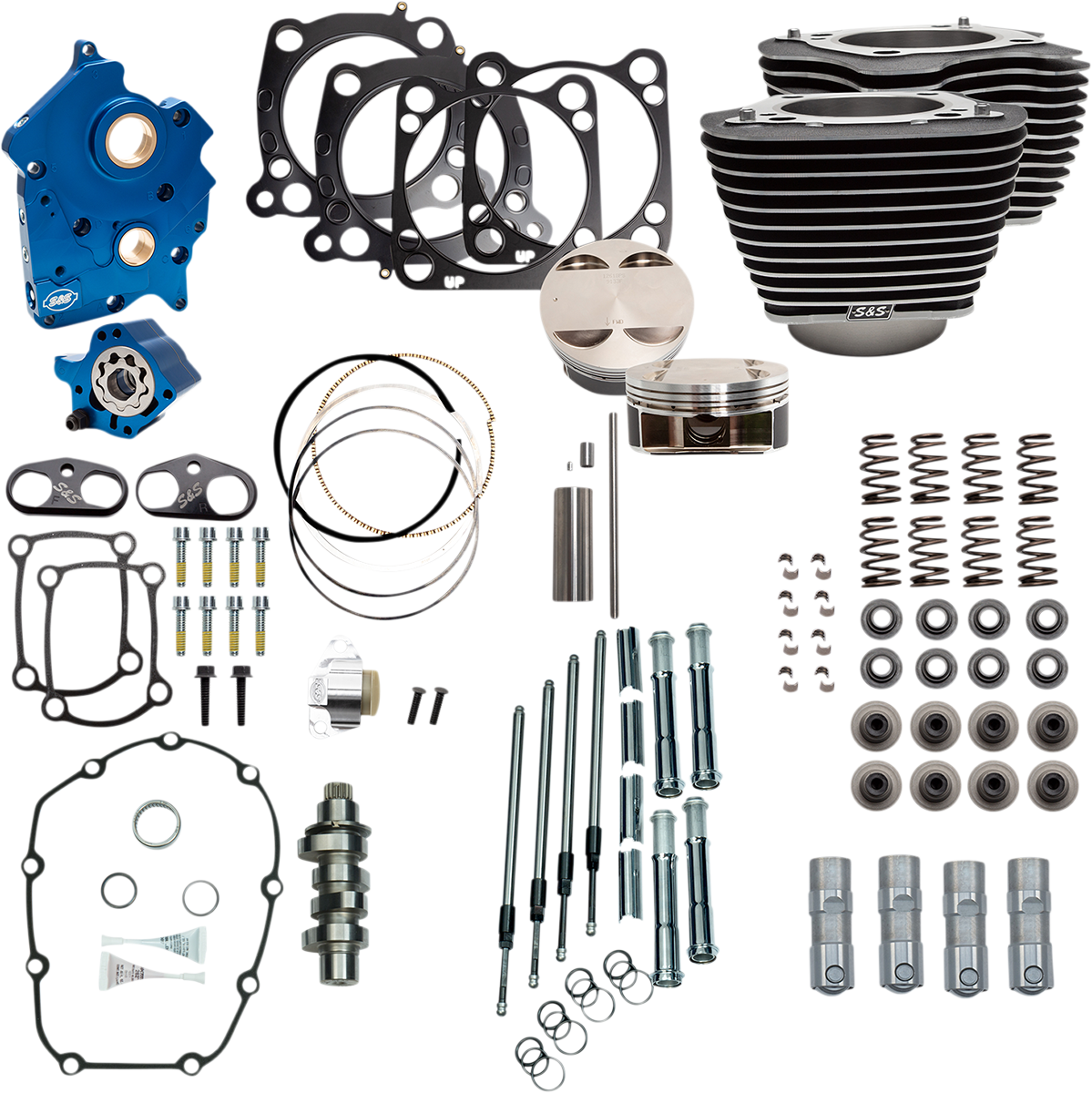 S&S Cycle Power Pack - Oil Cooled - 550C - Wrinkle Black W/Highlight - Chrome Pushrod Tubes - M8