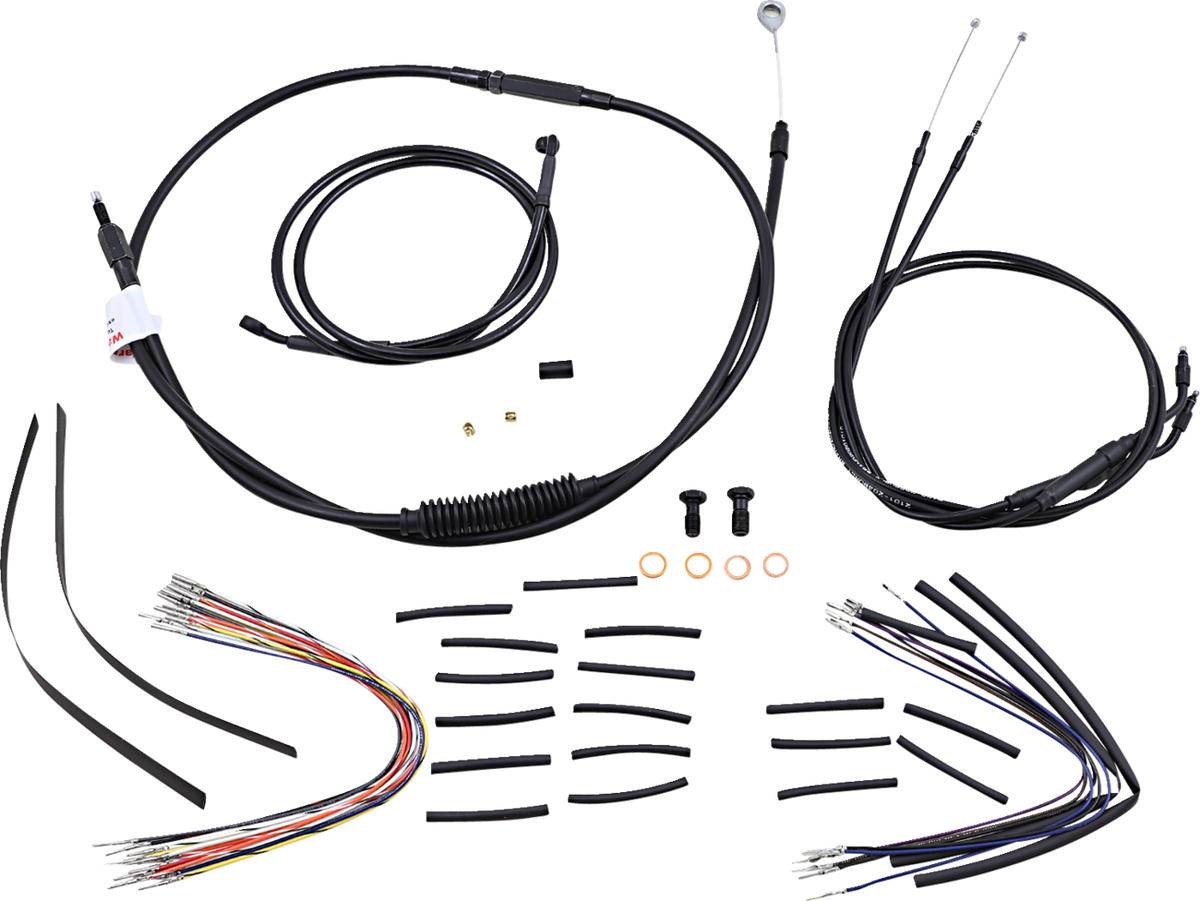 Burly Brand Complete Black Vinyl Handlebar Cable/Line Kit For Ape Hangers - 12" - '06 FXD