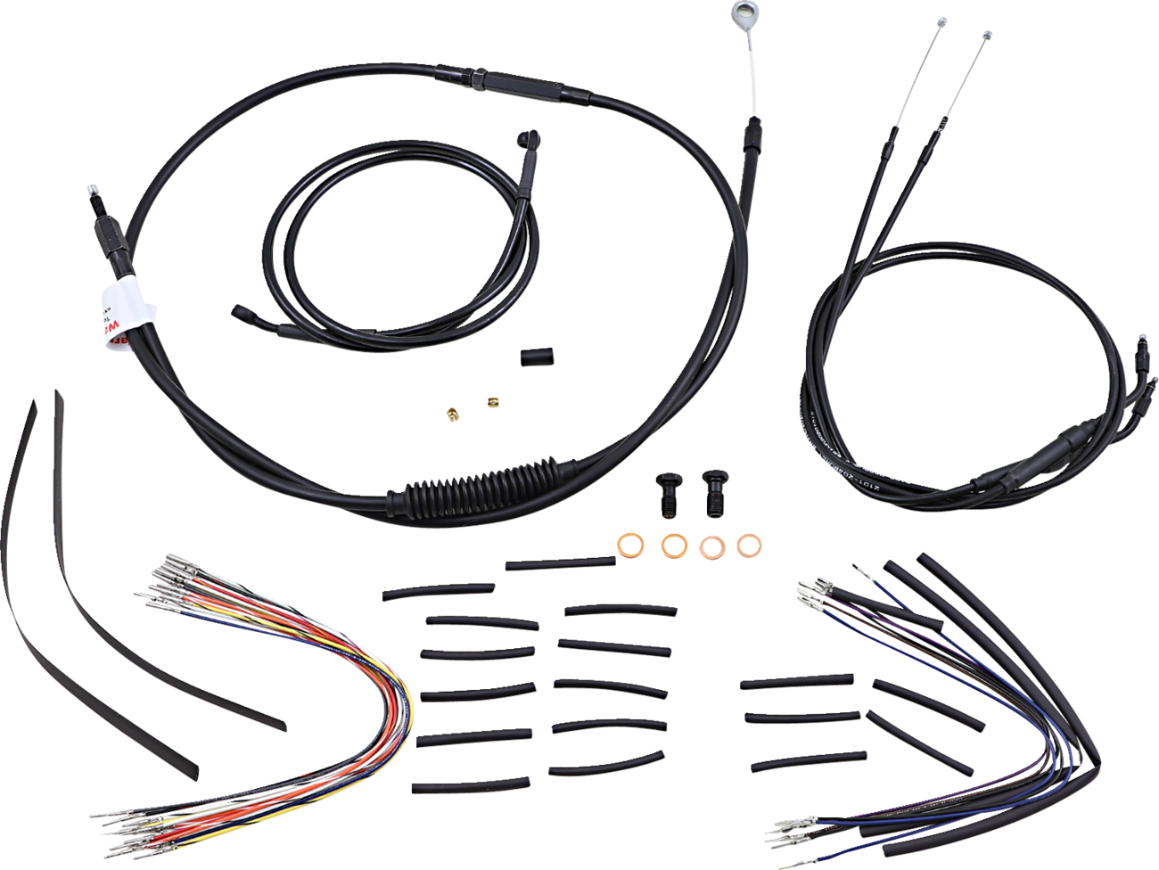 Burly Brand Complete Black Vinyl Handlebar Cable/Line Kit For Ape Hangers - 12" - '06 FXD