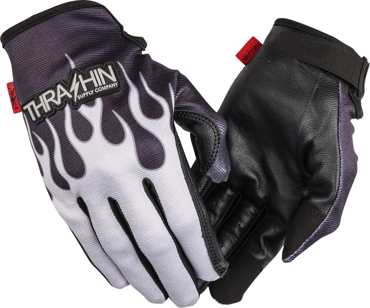 Thrashin Supply CO. Stealth Leather Palm Flame Gloves