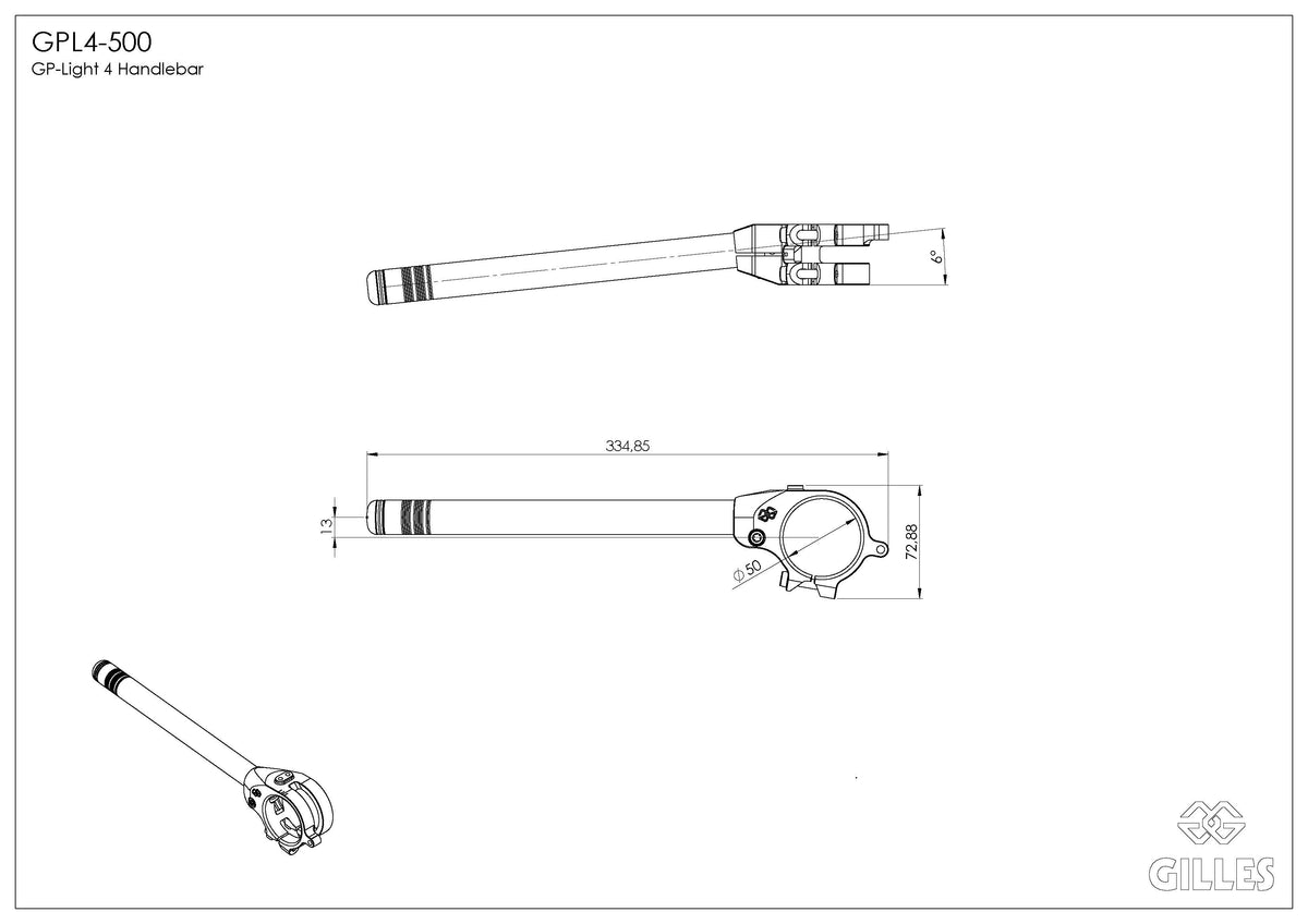 Gilles Tooling Handlebars GP-LIGHT 4 500 Black