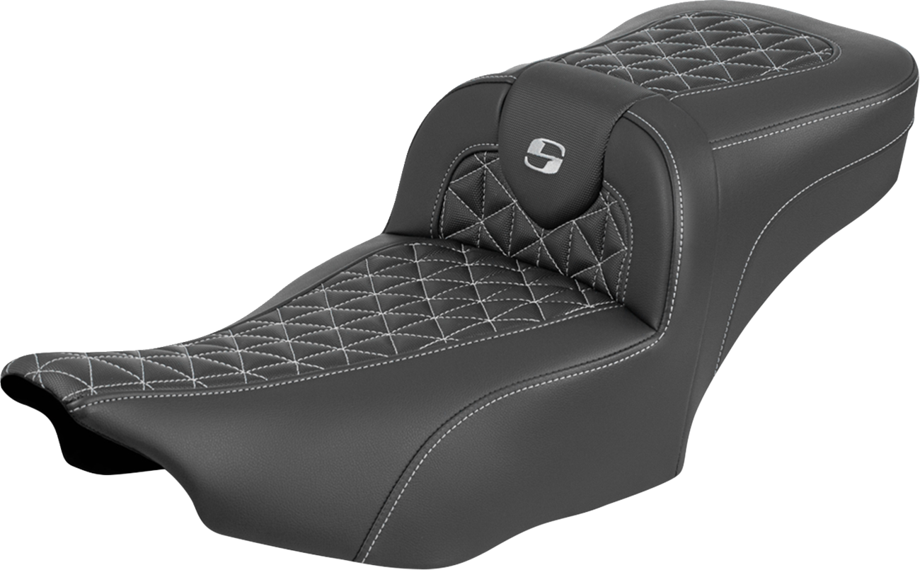 Saddlemen Roadsofa™ Extended Reach Seat - Without Backrest - Silver Stitch - FLH/FLT '23-'25