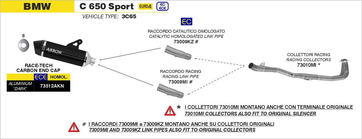 Arrow 73009KZ Catalytic Homologated Mid-Pipe