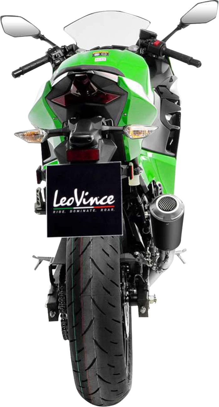 LeoVince LV-10 Slip-On Muffler - Black Stainless Steel - Ninja 400