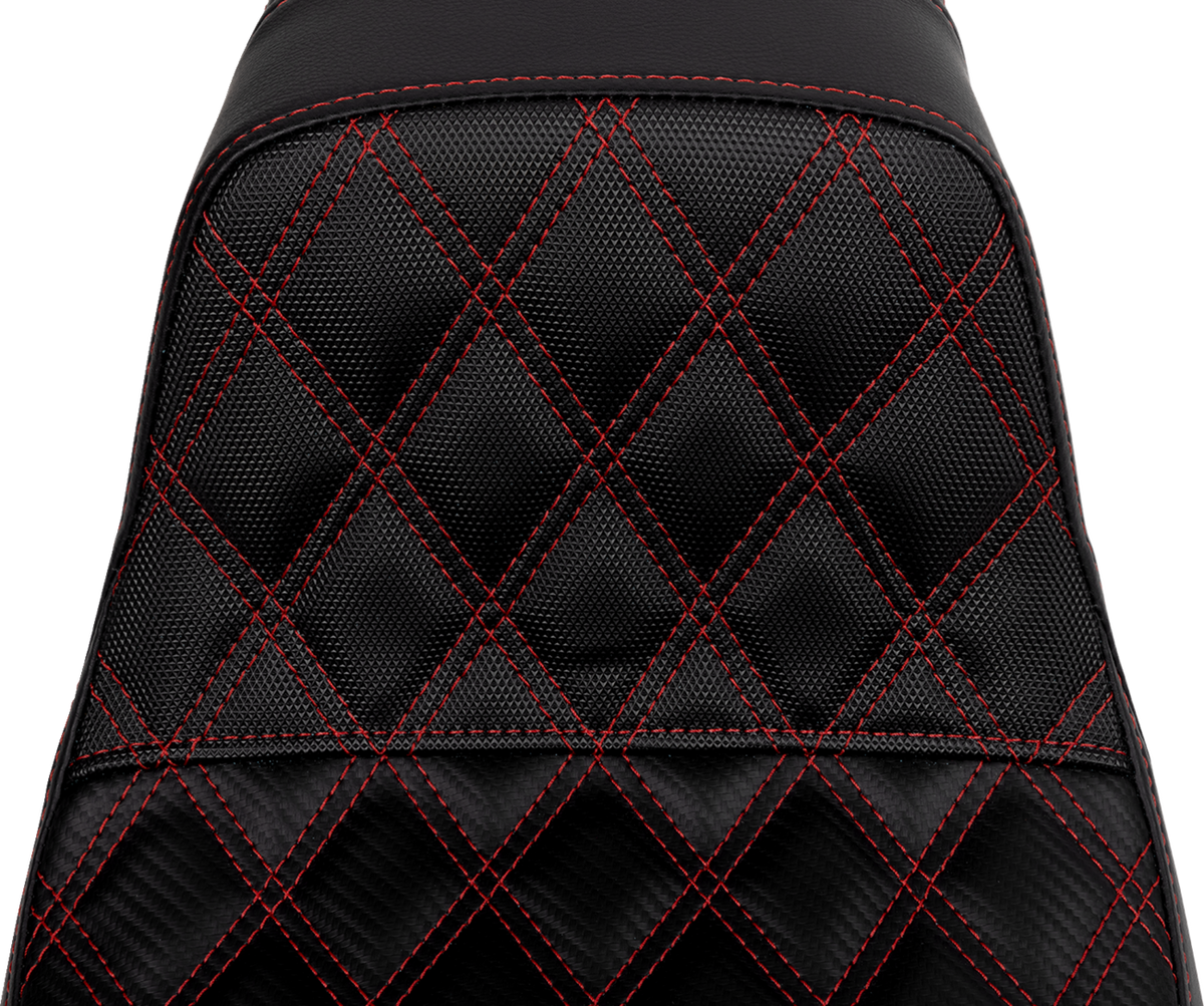 Saddlemen Pro Series SDC Performance Seat - Carbon Fiber/Lumbar Gripper - Red Stitch - Dyna '06-'17