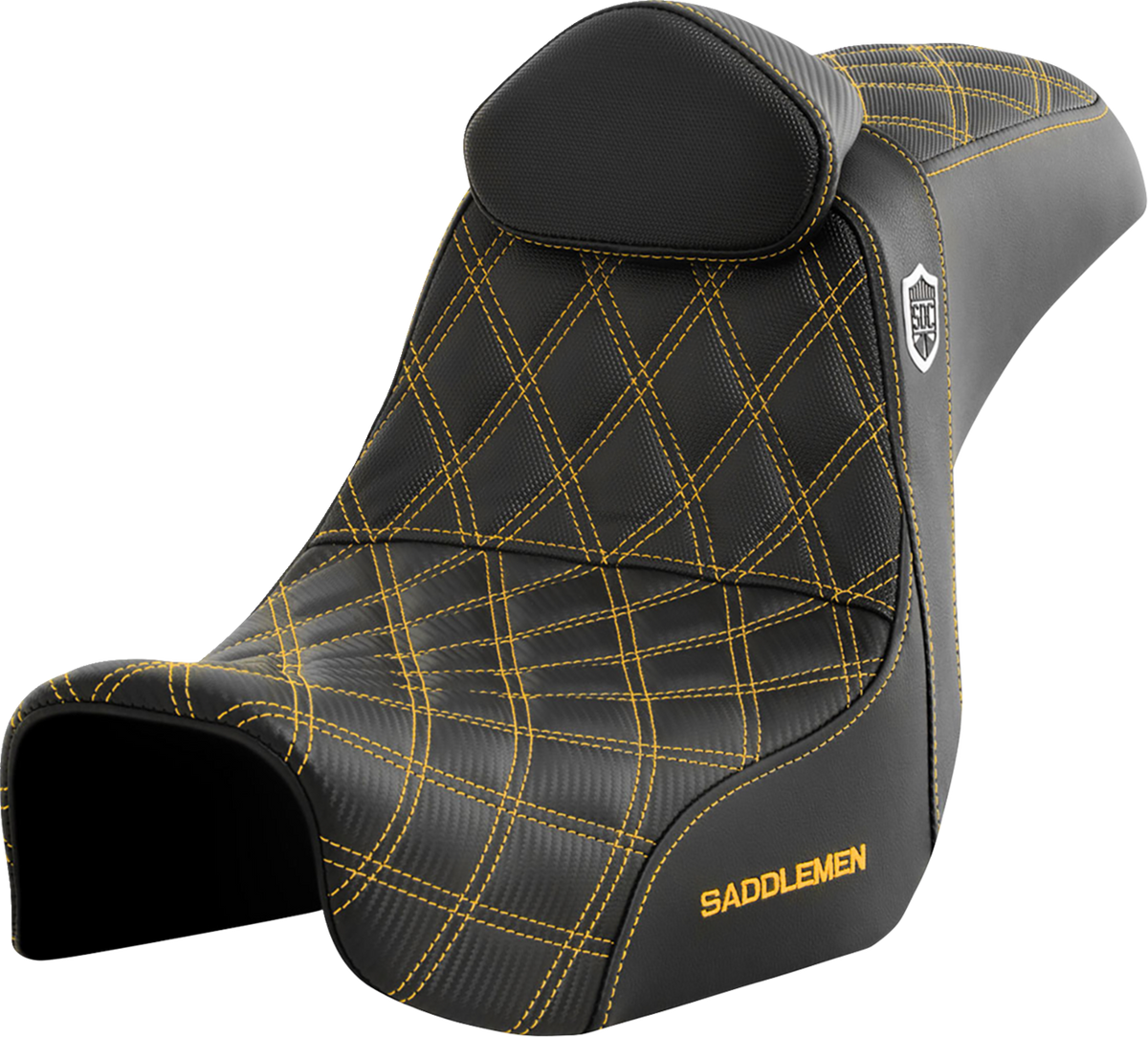 Saddlemen Pro Series SDC Performance Seat - W/ Backrest - Gold Stitch - Dyna '06-'17