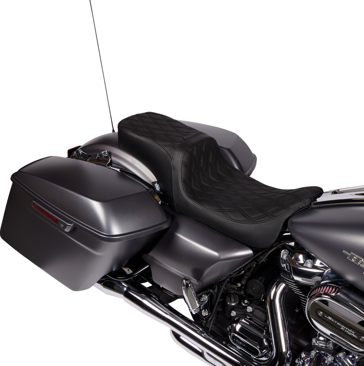Drag Specialties Seats Predator 2-Up Seat - Vinyl - Double Diamond - W/O Backrest - FLH/FLTR '08-'23