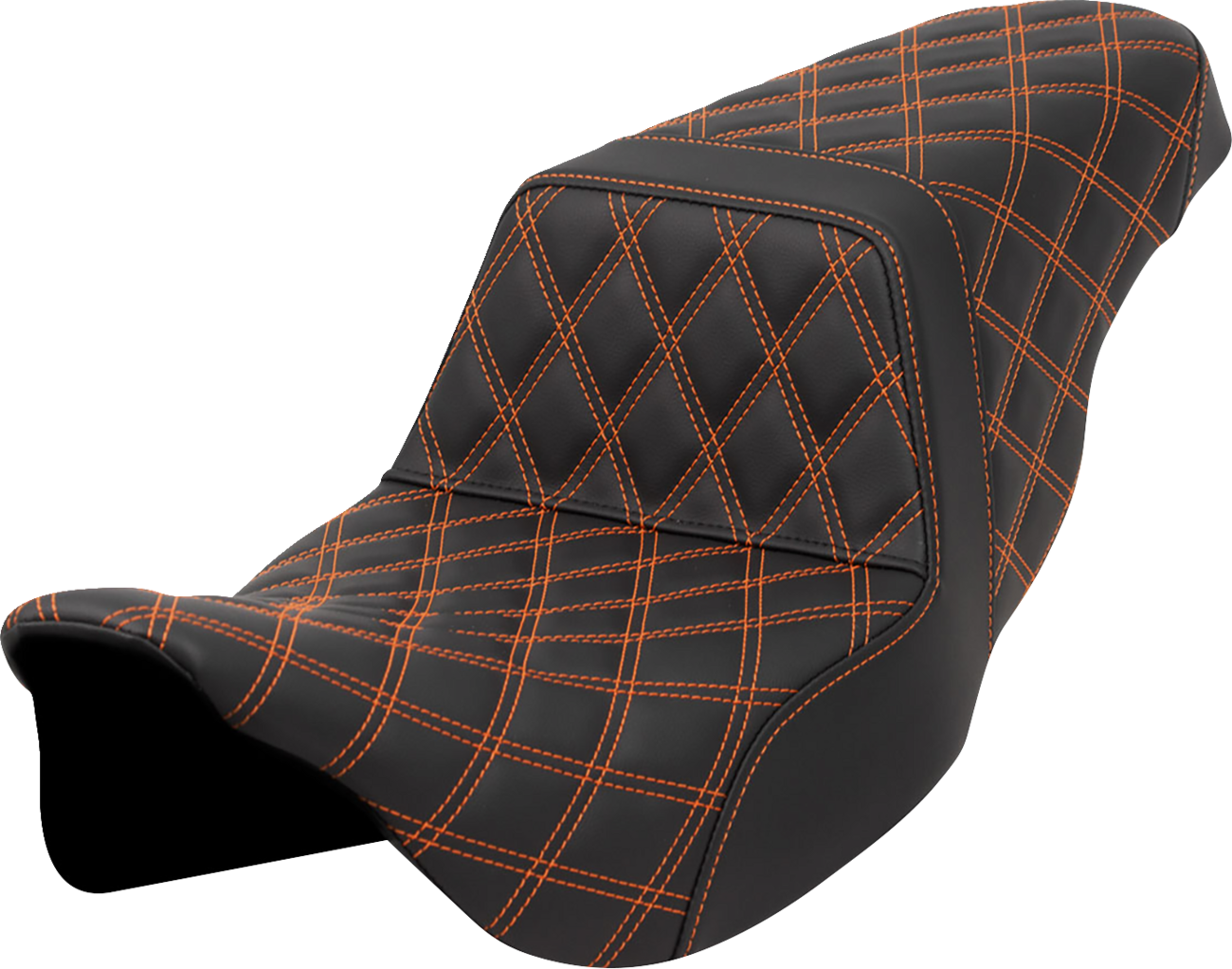 Saddlemen Step-Up Seat - Lattice Stitch - Orange Stitch - FLH/FLT '08-'23