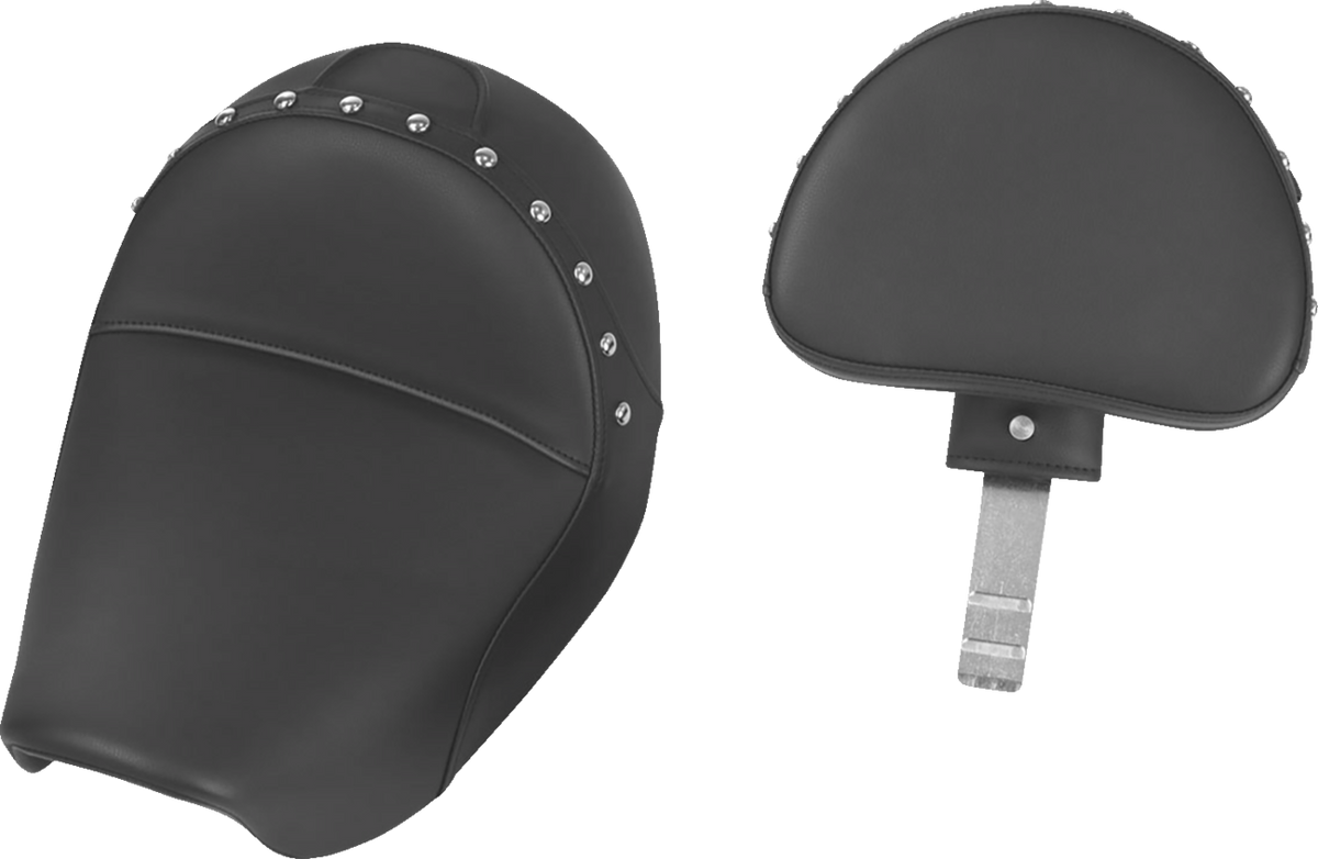 Saddlemen Heels Down Solo Seat - With Backrest - Studded - Black - Dyna