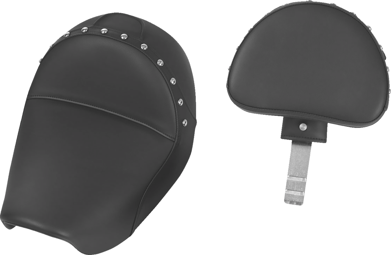 Saddlemen Heels Down Solo Seat - With Backrest - Studded - Black - Dyna