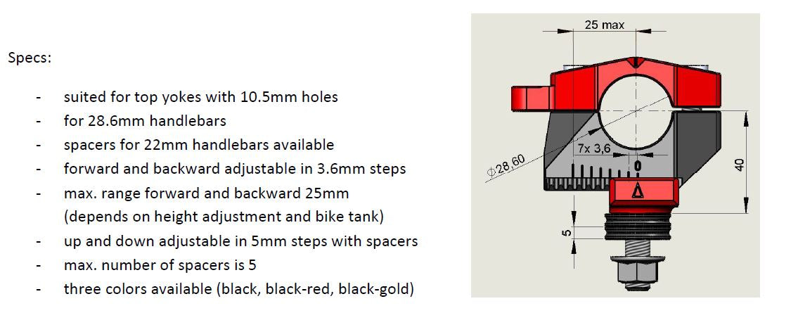 Gilles Tooling 2DGT Adjustable Handlebar Brackets With ABK-16 Black