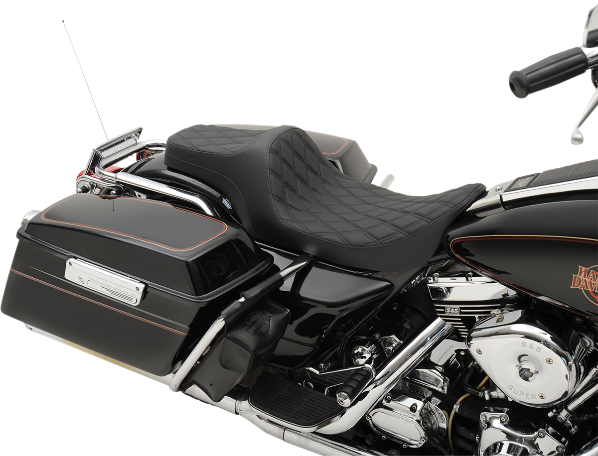 Drag Specialties Seats Predator III Seat - Double Diamond - Black Stitched - FLHR/FLHX '99-'07