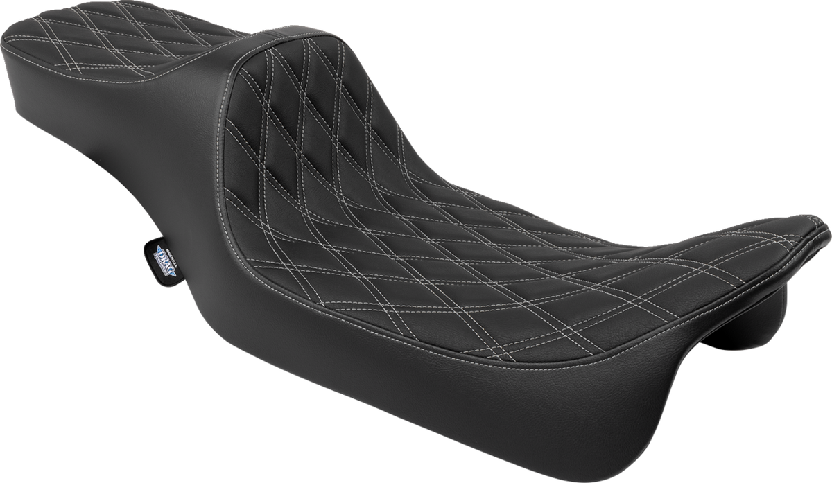 Drag Specialties Seats Predator III Seat - Extended Reach - Double Diamnd - Silver Stitching - FLH/FLT '08-'24