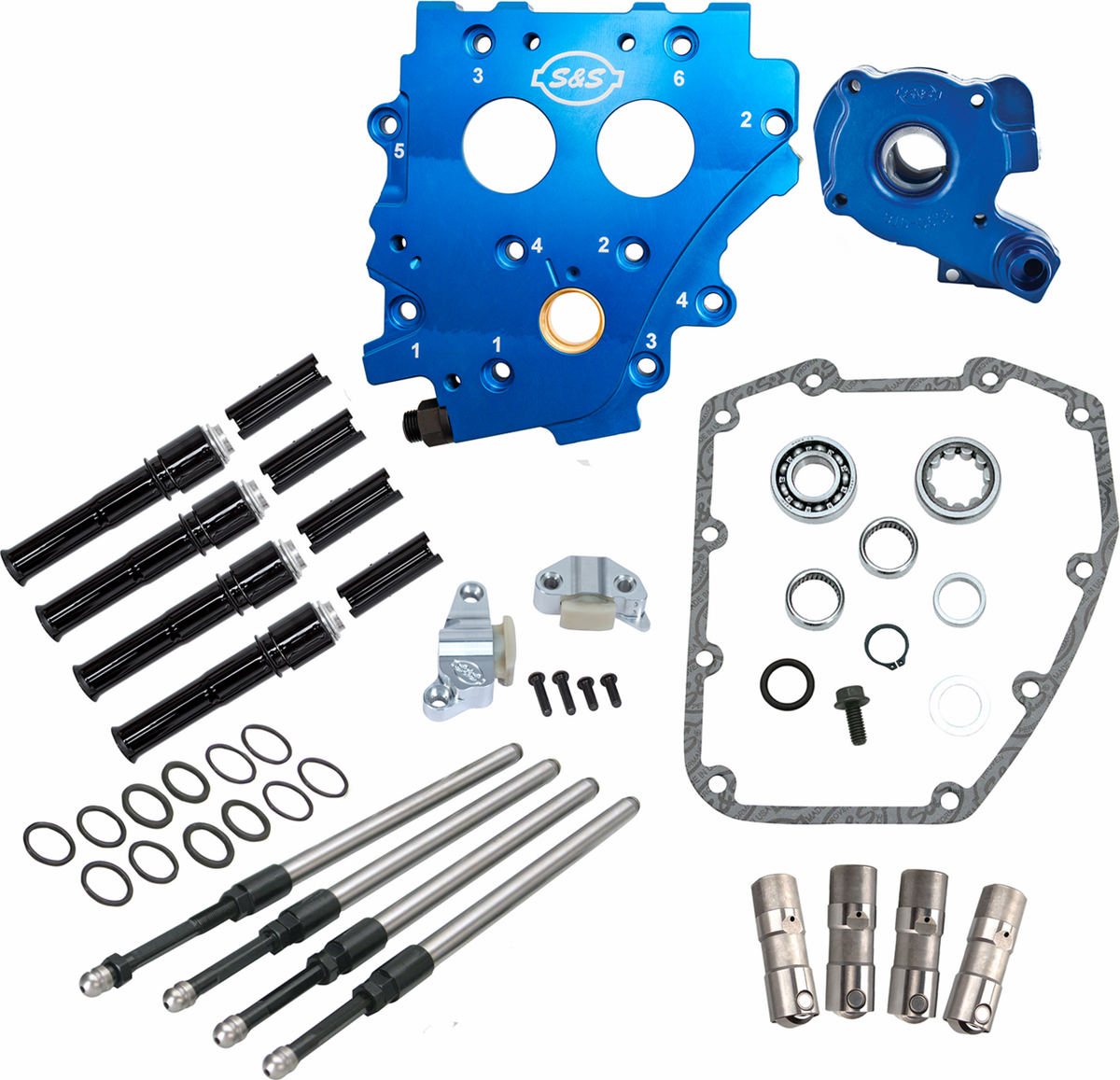 S&amp;S Cycle Cam Chest Kit Without Cams - Chain Drive - Black Pushrods - Twin Cam