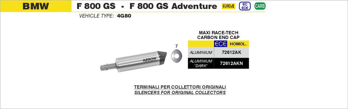 Arrow 72612AKN Maxi Race-Tech Aluminium Dark Slip On With Carbon End Cap