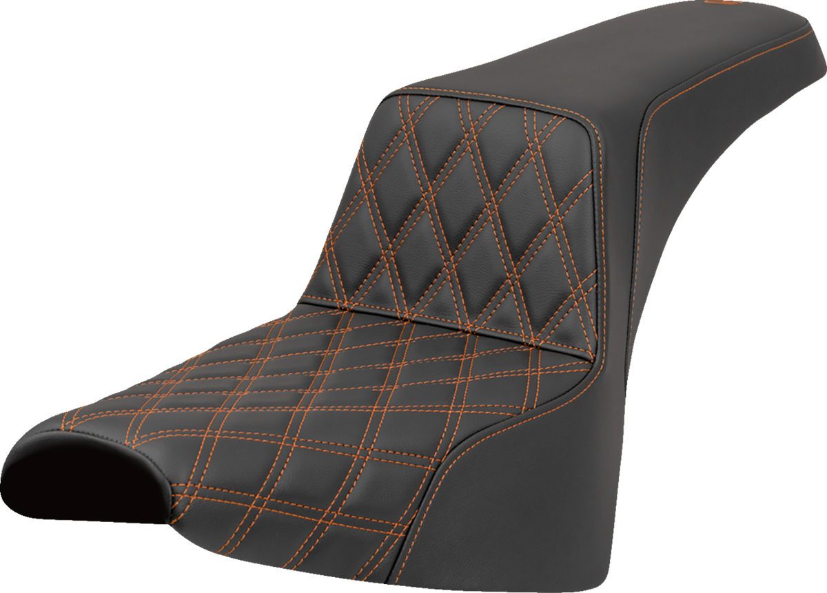 Saddlemen Step-Up Seat - Front Lattice Stitch - Orange Stitch - FXST/FXBB '18-'25
