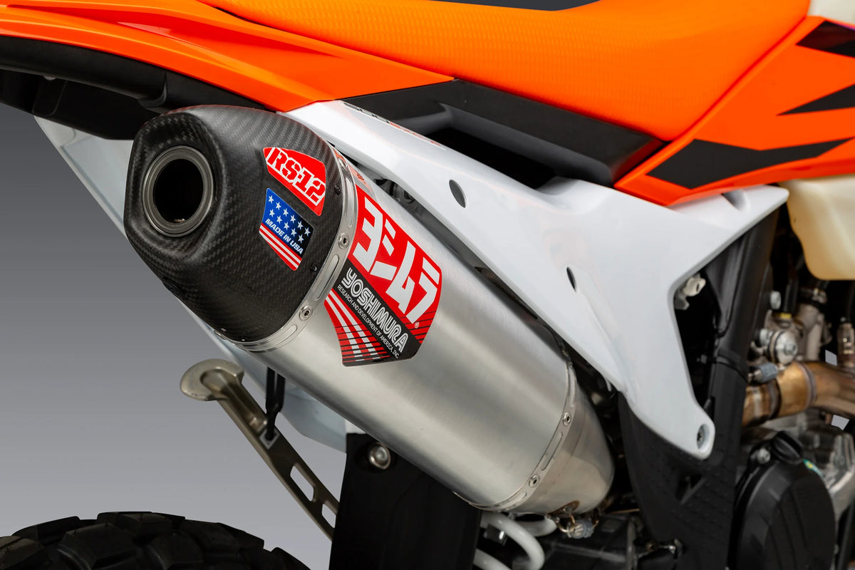 Yoshimura KTM 500exc-F/350exc-F 24-26 RS-12 Stainless Slip-On Exhaust, W/ Aluminum Muffler