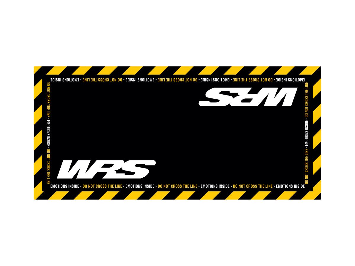ORIGINAL WRS RECTANGULAR MOTORCYCLE CARPET WITH LOGO AND YELLOW LINE