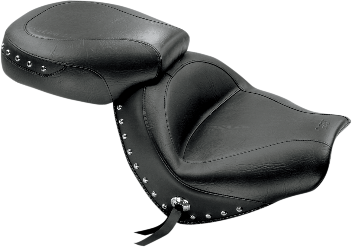 Mustang Seat - Wide - Touring - Without Backrest - Two- Piece - Chrome Studded - Black W/Conchos - VTX1300C