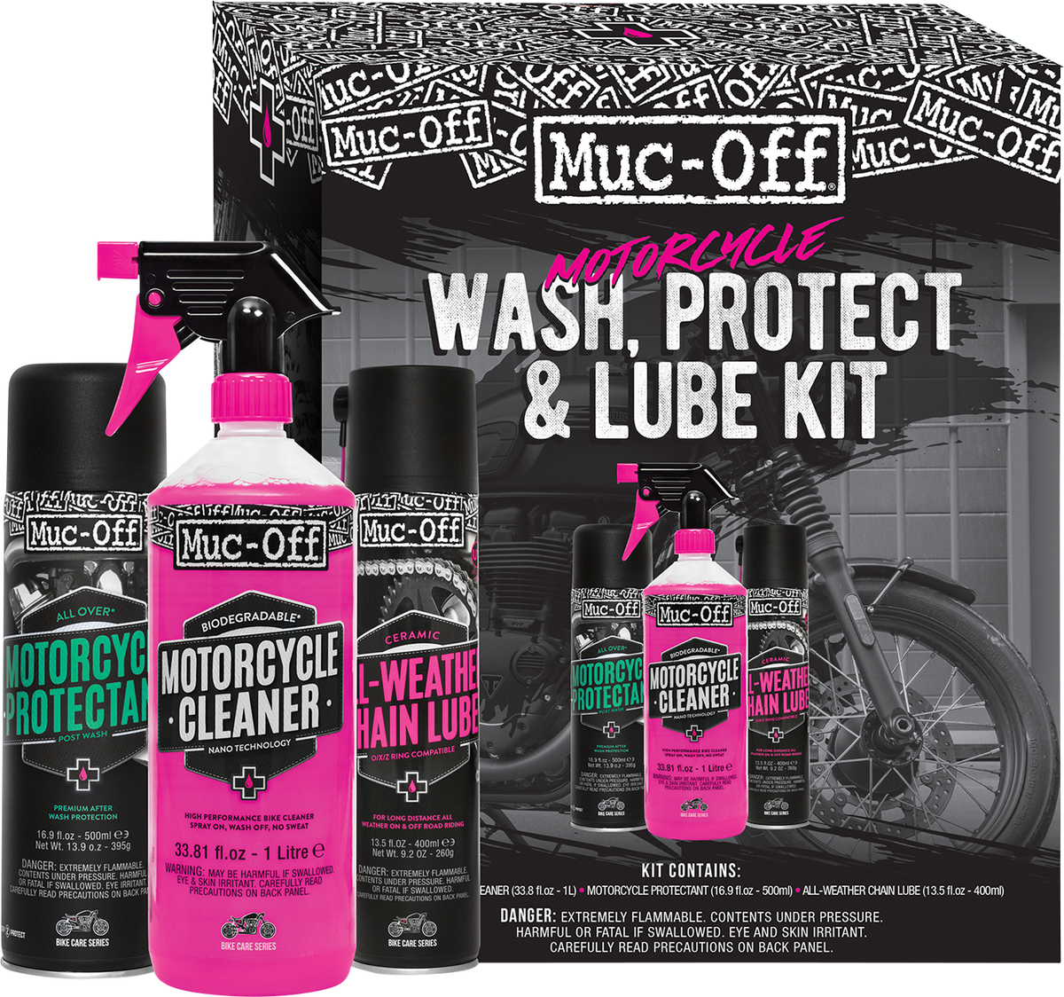 Muc-Off USA Motorcycle Wash, Protect &amp; Lube Kit