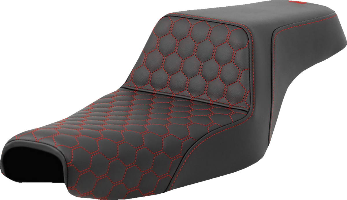 Saddlemen Step-Up Seat - Honeycomb - Red Stitching - 3.3 Gal Tank - Sportster '04-'22