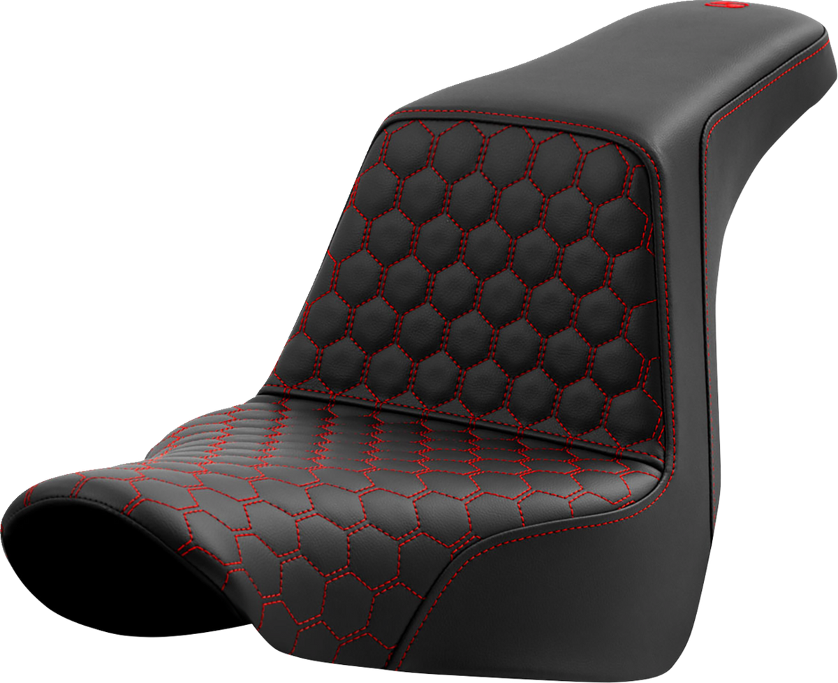 Saddlemen Step-Up Seat - Honeycomb - Red Stitching - FL/FX '18-'24