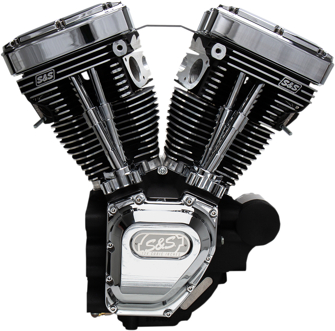 S&amp;S Cycle T124 Long Block Engine - Wrinkle Black And Chrome - Touring