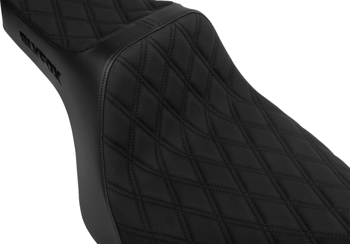 Slyfox High Noon Seat - Double Diamond - Black Logo - Black Stitch - FLH/FLT '23-'25