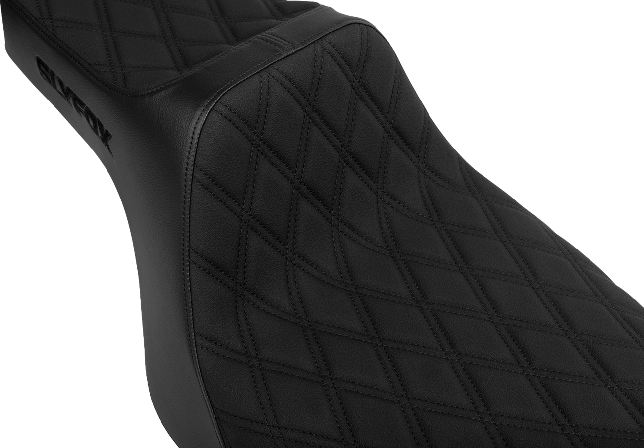 Slyfox High Noon Seat - Double Diamond - Black Logo - Black Stitch - FLH/FLT '23-'25