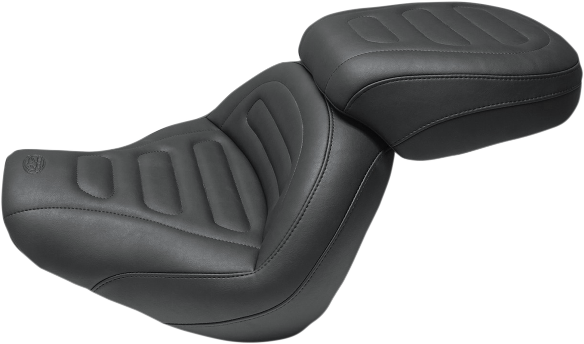 Mustang Max Profile Solo Touring Seat - Without Driver Backrest - Black - Trapezoid Stitch - FXFB/FXFBS