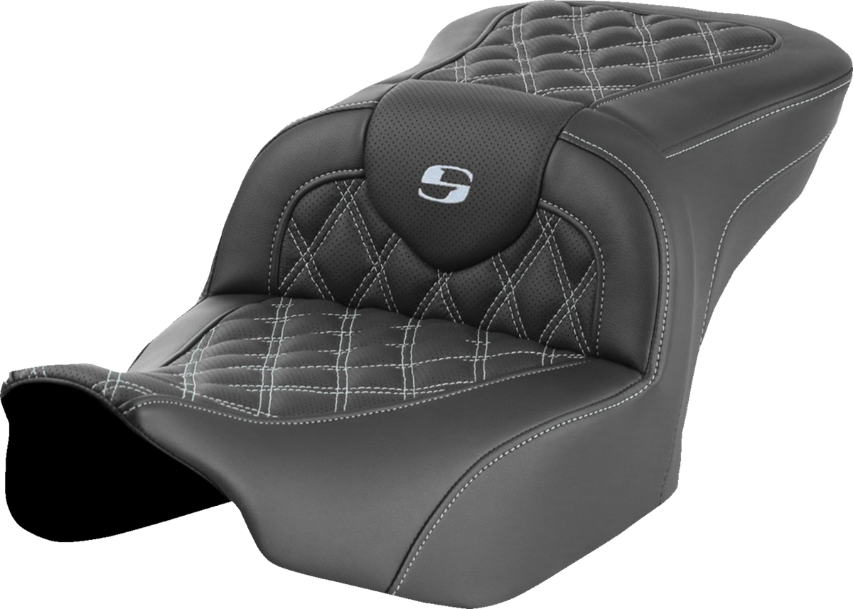 Saddlemen RoadSofa™ Seat - Without Backrest - Lattice Stitch - Silver Stitch - FLTR/FLHX '23-'24
