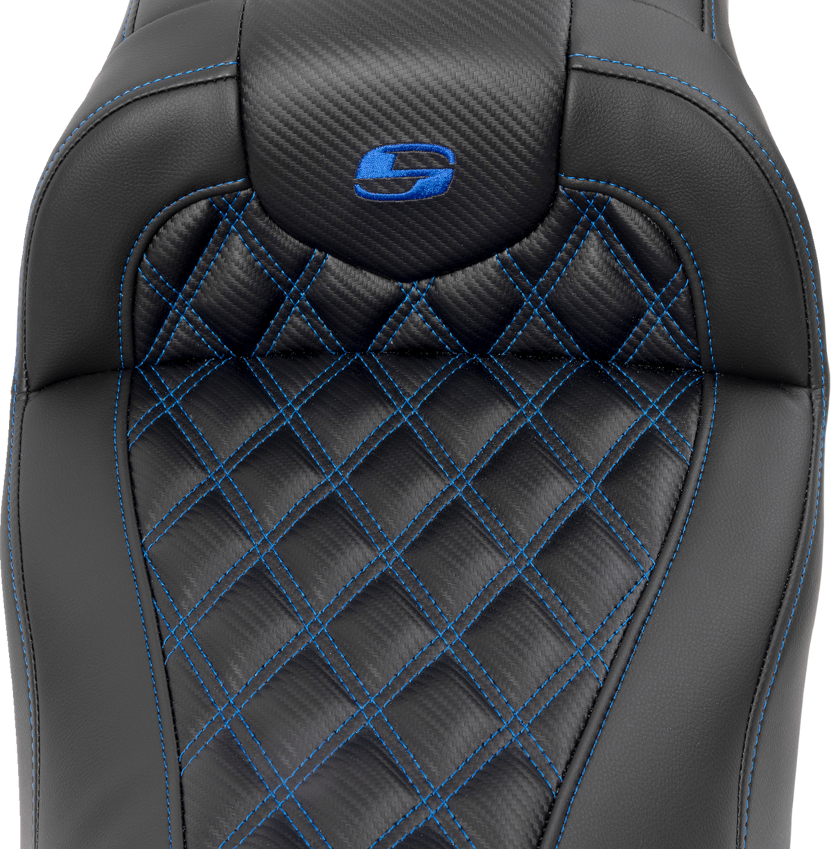 Saddlemen RoadSofa™ Seat - Without Backrest - Carbon Fiber - Lattice Stitch - Blue Stitch - FLTR/FLHX '23-'24