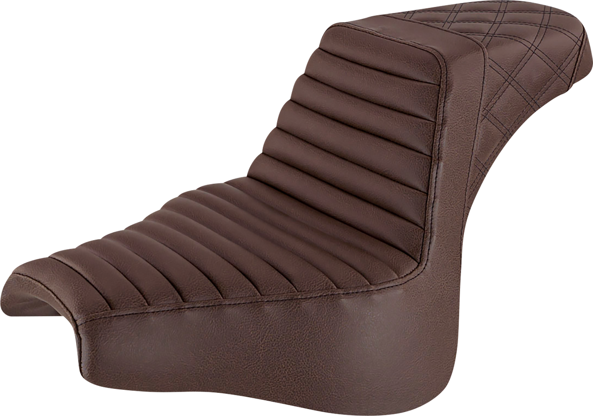 Saddlemen Step-Up Seat - Front Tuck-N-Roll/Rear Lattice Stitch - Brown - FXFB/S '18-'23