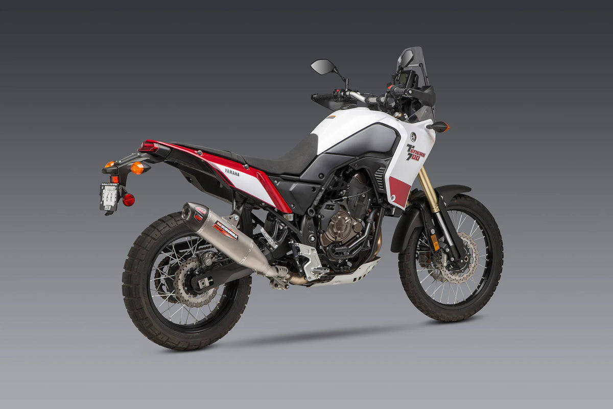 Yoshimura TENERE 700 21-26 RS-12 Stainless Slip-On Exhaust, W/ Stainless Muffler