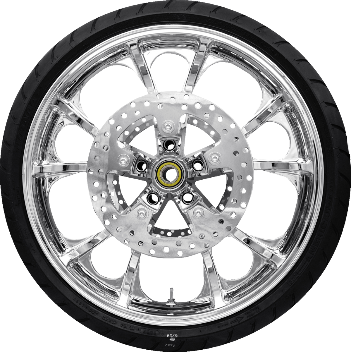 Coastal Moto Largo Front Wheel - Chrome (21") | Rotors (11.8") | Dunlop AE2 Tire (130/60b21)