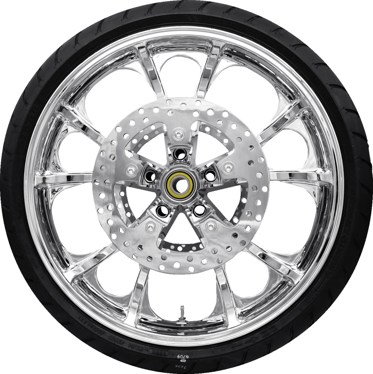 Coastal Moto Largo Front Wheel - Chrome (21") | Rotors (11.8") | Dunlop AE2 Tire (130/60b21)