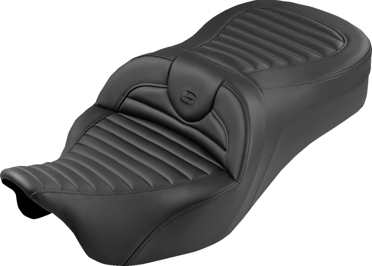 Saddlemen Roadsofa™ King Seat - Without Backrest - Tuck-N-Roll - Black Stitch - FLH/FLT '08-'25