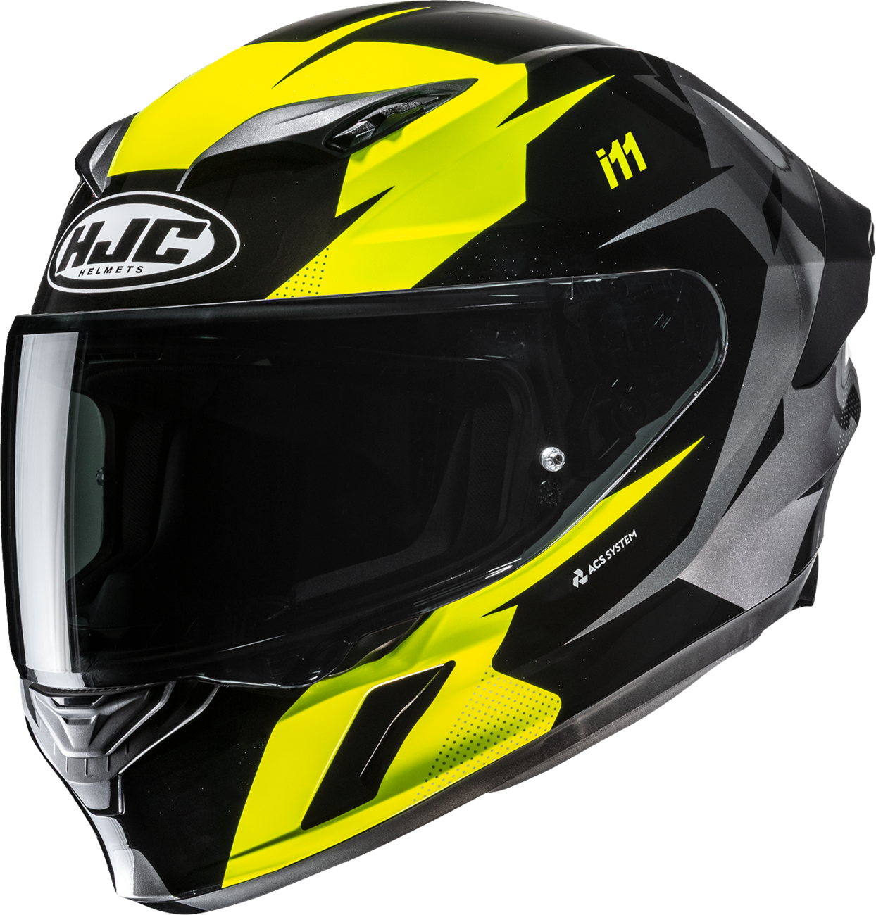 HJC I11 Plus Instant Helmet - Black / Fluorescent Yellow / Gloss / MC3H / Silver / 5XL