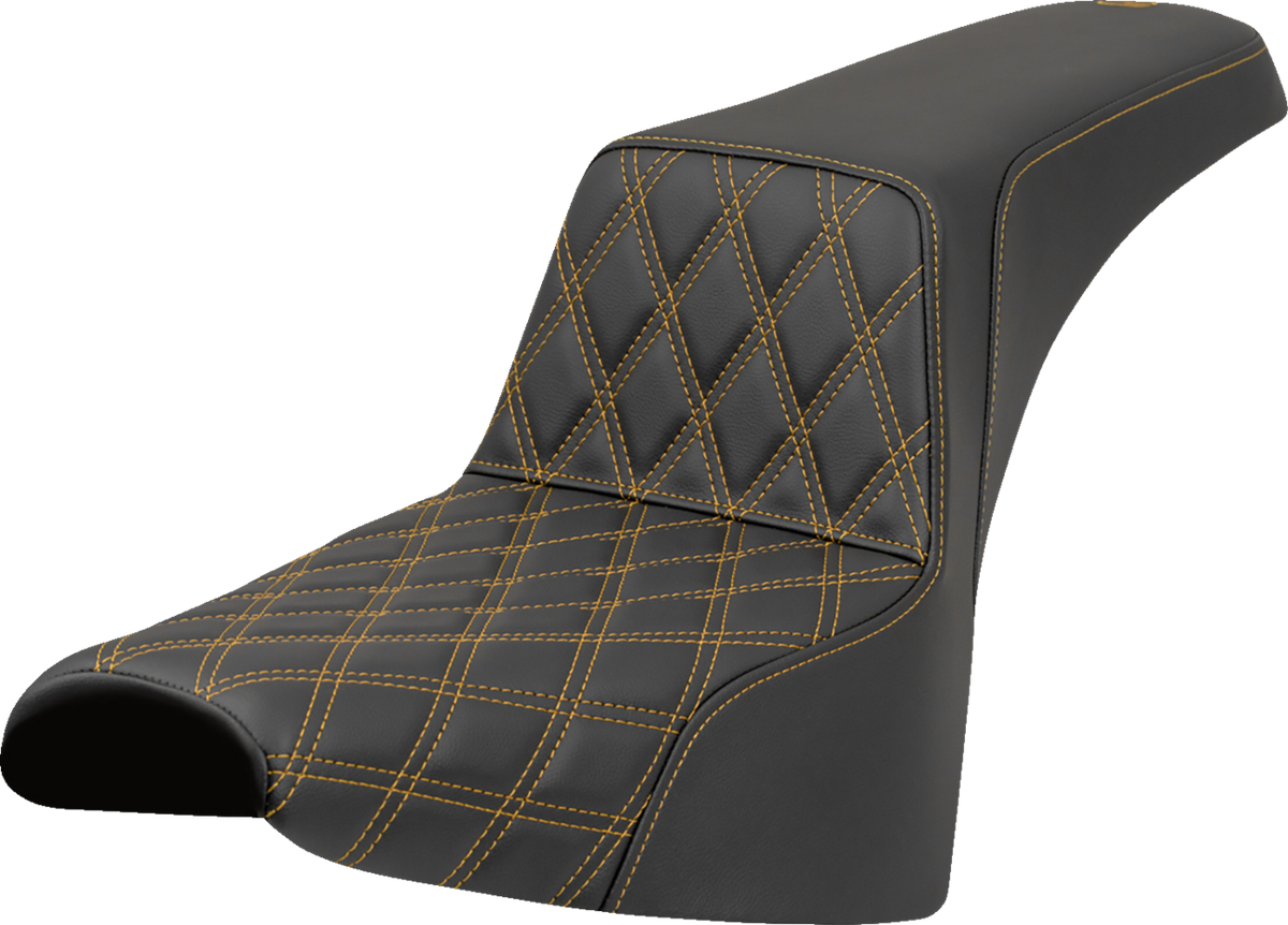 Saddlemen Step-Up Seat - Front Lattice Stitch - Gold Stitch - FXST/FXBB '18-'25