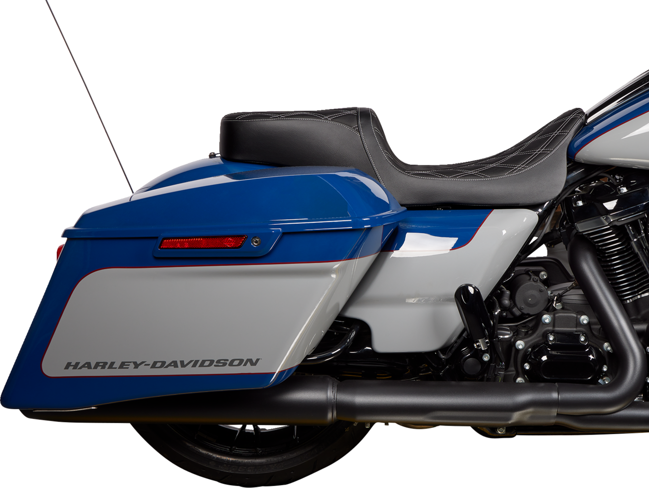 Drag Specialties Seats Predator 2-Up Seat - Vinyl - Double Diamond Silver Stitch - W/O Backrest - FL '08-'23
