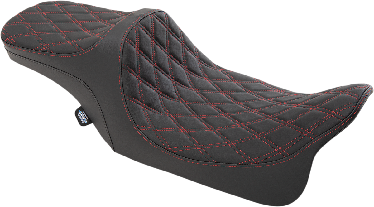Drag Specialties Seats Predator III 2-Up Seat - Double Diamond - Red Thread - FL '99-'07