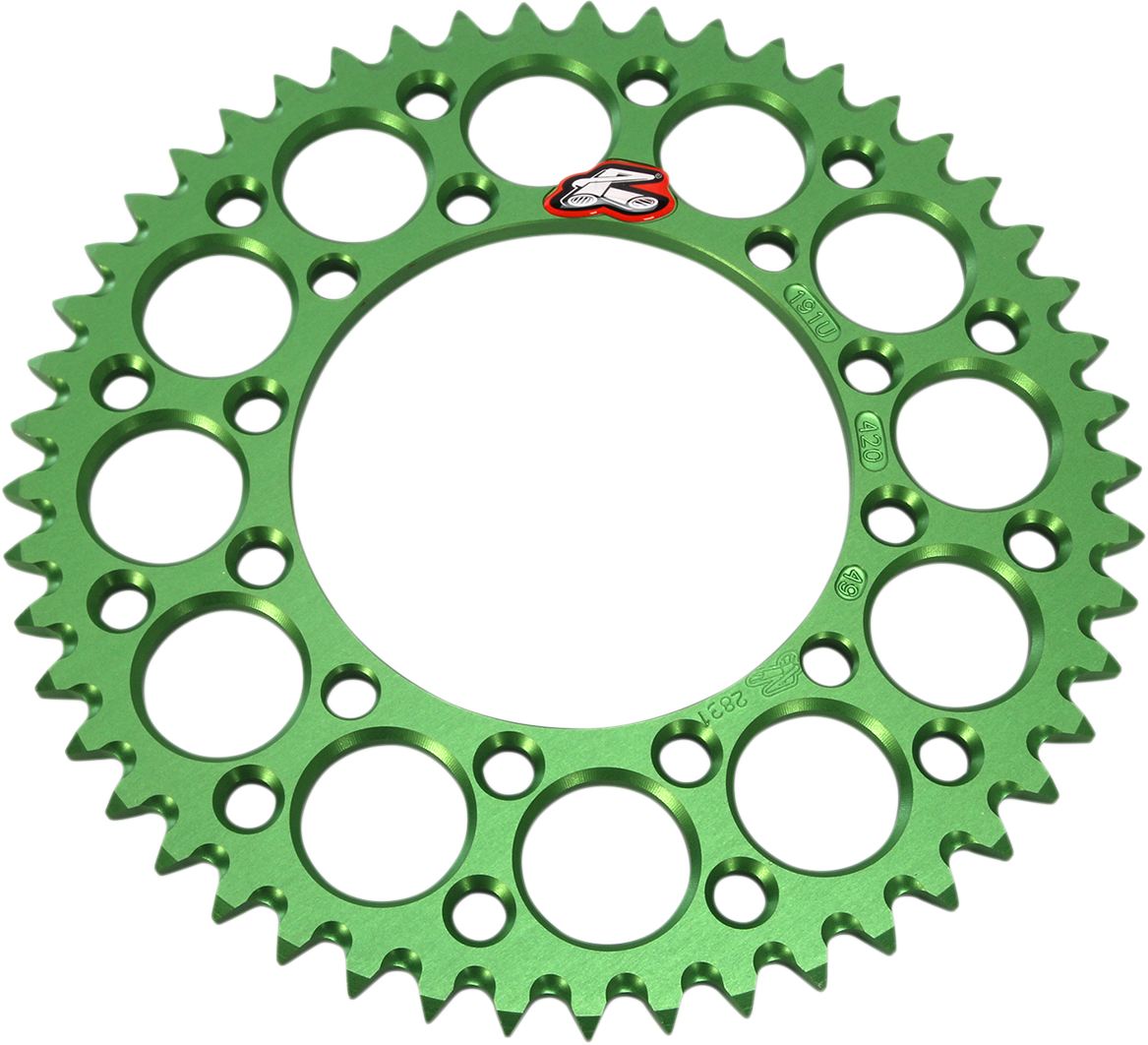 Renthal Rear Sprocket - Aluminum - 49 Tooth - Green - Kawasaki