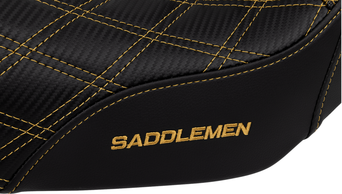 Saddlemen Pro Series SDC Performance Seat - Carbon Fiber/Lumbar Gripper - Gold Stitch - Dyna '06-'17